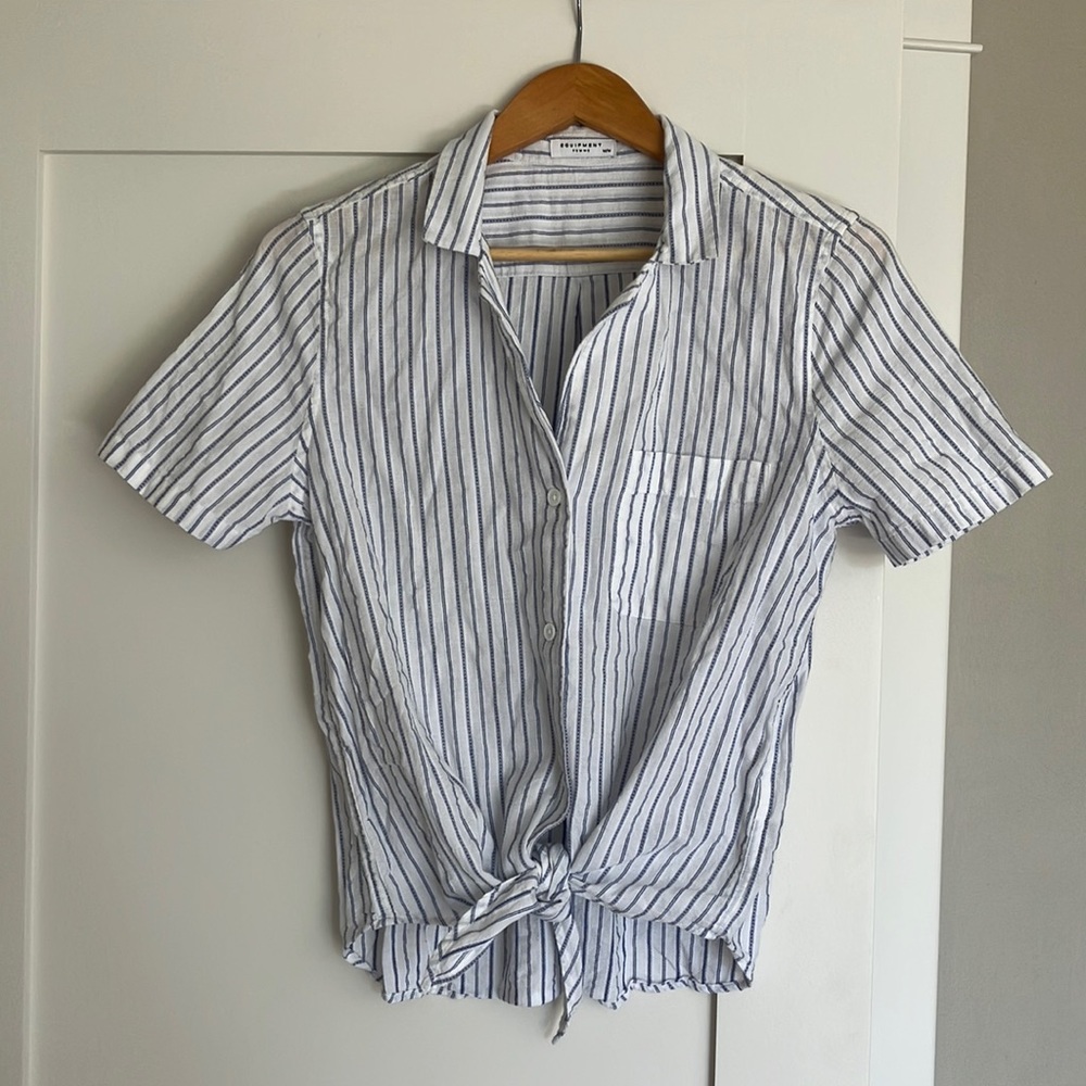 Equipment Tie Front Button Up Shirt, Sz Medium